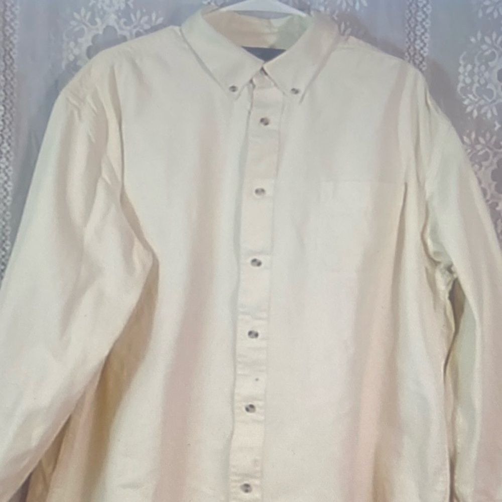 10/$50 Croft & Barrow Cotton Men's Cream Button-Up Shirt Size Xl